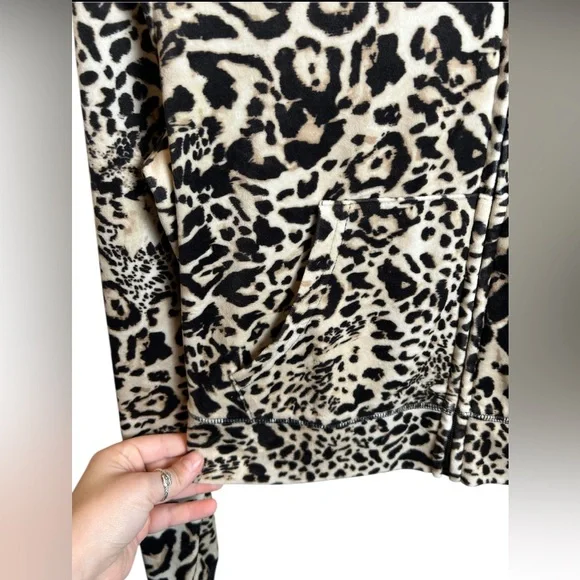 Juicy Couture OG Ocelot Velour Cheetah Print Bling Hoodie Size Large - Picture 3 of 6
